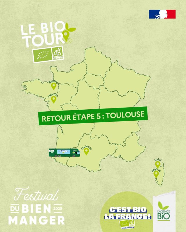 🌿 C’est bio l’Occitanie !

🚍 Après la Corse, direction Toulouse au mythique Festival du Bien Manger (30000 visiteurs en 1 week-end !) qui a mis le bio à l’honneur avec 60% des exposants bio.

🤝 Merci aux élus et institutionnels de nous avoir honorés de leurs visites :
Denis Carretier, Président de la Chambre Régionale d'Agriculture Occitanie, notre G.O Jean-Jacques Bolzan, élu de la ville de Toulouse et pilier du bio local, Lucien Amoros, Président de la Chambre de Métier et de l’Artisanat de Haute-Garonne, et Aude Witten, Directrice Générale adjointe programme chez Agence de l'eau Adour-Garonne.

🍪 Parce que les magasins bio sont clefs pour développer le secteur, merci à @_lavieclaire d’avoir sponsorisé les goûters des enfants en bio !

Et bien sûr à Interbio Occitanie, sa directrice Nancy Fauré, et son équipe (mention spéciale à Laureline Terris et Aurélia Courbieres) 👏 

🌞 Un week-end ensoleillé, des familles détendues, des discussions passionnantes sur ce que c’est que manger bio, bravo et merci pour cette étape !

🚌 Et maintenant direction Bordeaux !

#Bio #TransitionAlimentaire #TransitionAgricole #Ayonslebioreflexe